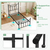 Twin size heavy-duty metal bed frame with headboard, featuring 6 supportive legs and anti-slip foot pads for stability.