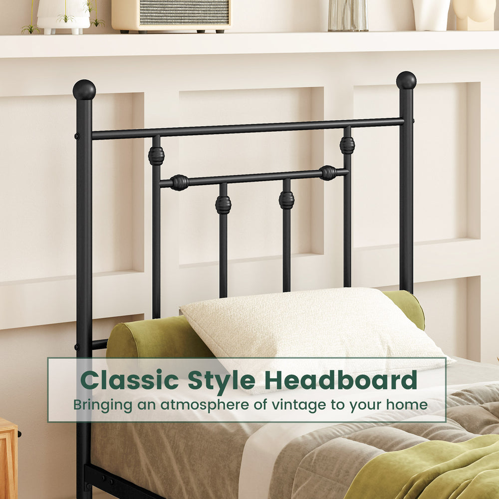 Classic style headboard in black, designed for twin size metal bed frame, adding vintage charm to your bedroom.