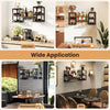 Heavy-duty wall-mounted wine rack in rustic brown, featuring 8-bottle holder and glass storage for versatile use.
