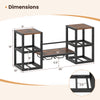 Heavy-duty wall-mounted wine rack with rustic brown shelves, metal frame, and storage for 8 bottles and glasses.