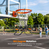 Heavy-duty basketball return attachment with 180-degree rotation for efficient solo practice and smooth rebounds.