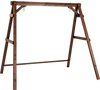 Heavy-duty carbonized fir wood swing frame with reinforced bars and two hanging rings for stable outdoor use.