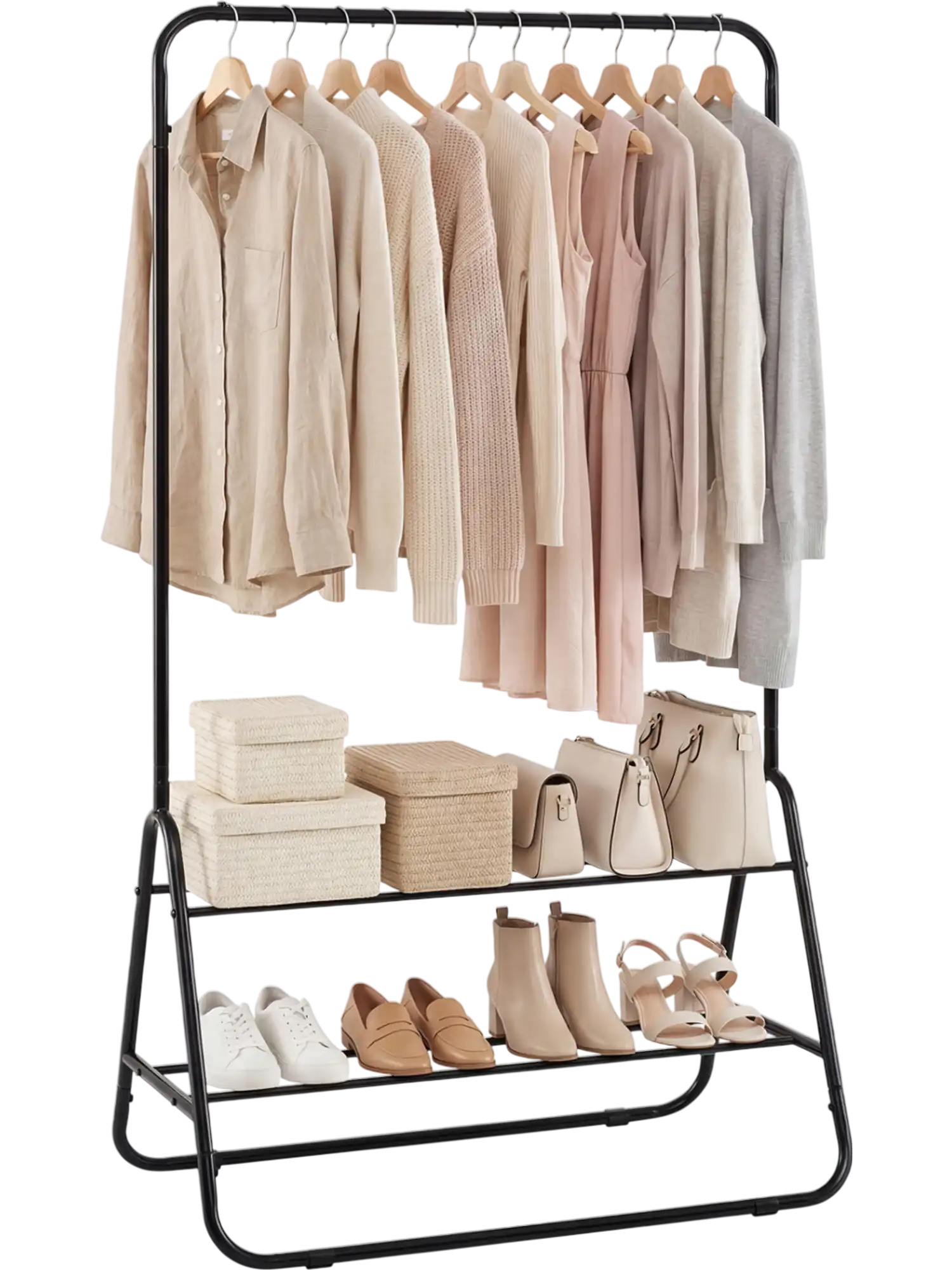 Costway Heavy Duty Clothes Rack Wardrobe w/ Hanging Rod & Storage Shelves 38703197 New