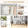 Heavy duty clothes stand rack with top rod and lower storage shelf, ideal for bedroom, living room, or bathroom.