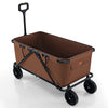 Collapsible folding wagon cart in coffee color with adjustable handlebar and 45-gallon capacity for versatile storage.