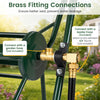 Brass fitting connections on the heavy-duty garden hose reel cart ensure a better seal and prevent water leakage.