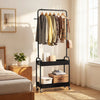 Heavy-Duty Laundry Cart with Hanging Rod and 2 Storage Baskets for Bedroom-Black - Gallery View 1 of 10