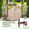 Heavy-duty metal garden arch with dual-door gate, bronze finish, ideal for supporting climbing plants and enhancing.