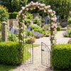 Heavy-Duty Metal Garden Arch with Gate and Safety Latch-Black - Gallery View 1 of 10