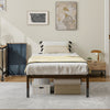 Single view of the 14-inch heavy-duty metal platform bed frame with a modern design, perfect for various mattress types.