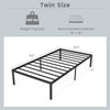 Twin size 14-inch heavy-duty metal platform bed frame with sturdy iron construction and 485 lbs weight capacity.