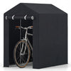 Heavy-duty portable storage shed with roll-up zipper door, designed for outdoor bike and tool storage, featuring a.