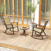 Rocking bistro chair set with anti-slip pads and reinforced metal frame, ideal for a cozy balcony or porch setup.