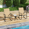 Heavy-duty rocking bistro chairs with anti-slip pads and high backrest, perfect for a relaxing outdoor balcony setting.