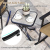Stylish side table with wood-like DPC tabletop and curved legs, perfect for outdoor relaxation in your backyard or.
