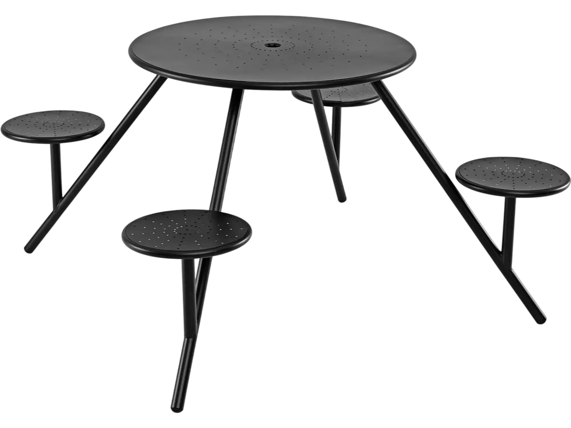 Costway Heavy Duty Round Picnic Table for 4 Iron Seats Umbrella Hole 73846806 New