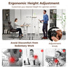 Height-adjustable mobile standing desk with split top, ergonomic design, and casters for easy mobility and comfort.