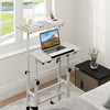 Mobile Standing Desk Height-Adjustable Laptop Cart with Split Top and Hanging Hooks-White - Gallery View 1 of 11