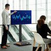 Height adjustable floor TV stand with AV shelf, suitable for 32-70 inch TVs, ideal for office or conference room use.