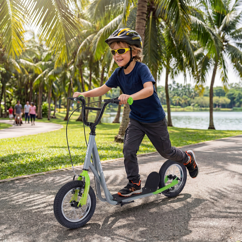 Height Adjustable Kid Kick Scooter with 12 Inch Air Filled Wheel-Grey - Gallery View 1 of 10