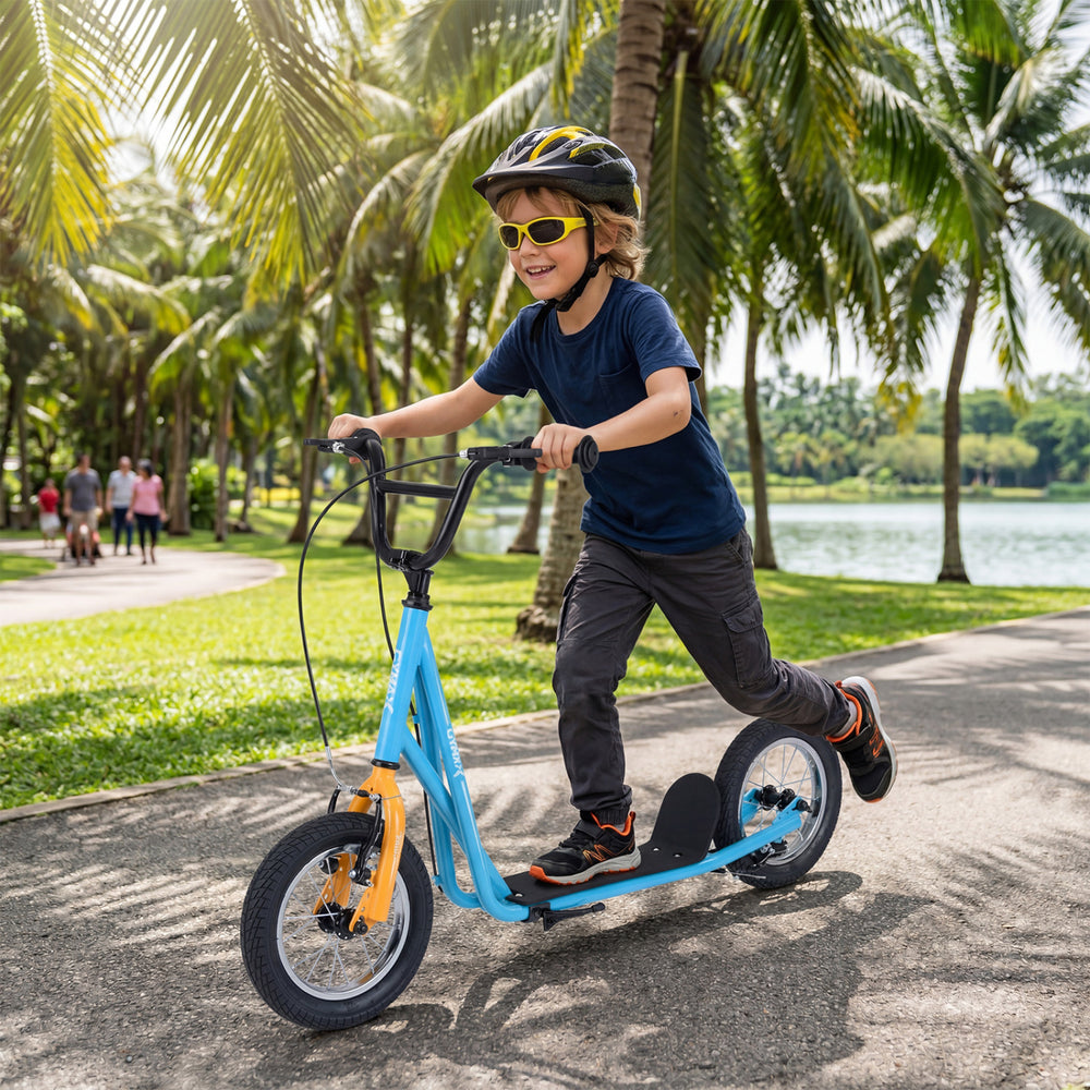 Height Adjustable Kid Kick Scooter with 12 Inch Air Filled Wheel-Blue - Gallery View 1 of 10