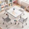 Height Adjustable  Kids Table and 4 Chairs Set with Graffiti Desktop and 2 Storage Baskets-Gray - Gallery View 1 of 11