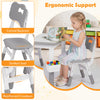 Height adjustable kids' chair with curved backrest and sunken seat for ergonomic support and comfort during activities.