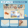 Height adjustable kids study desk with a spacious 31.5" x 14" desktop, featuring a convenient ruler and easy-to-clean.