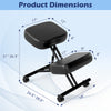 Height adjustable kneeling chair dimensions with padded cushions, stable structure, and lockable wheels for versatile.