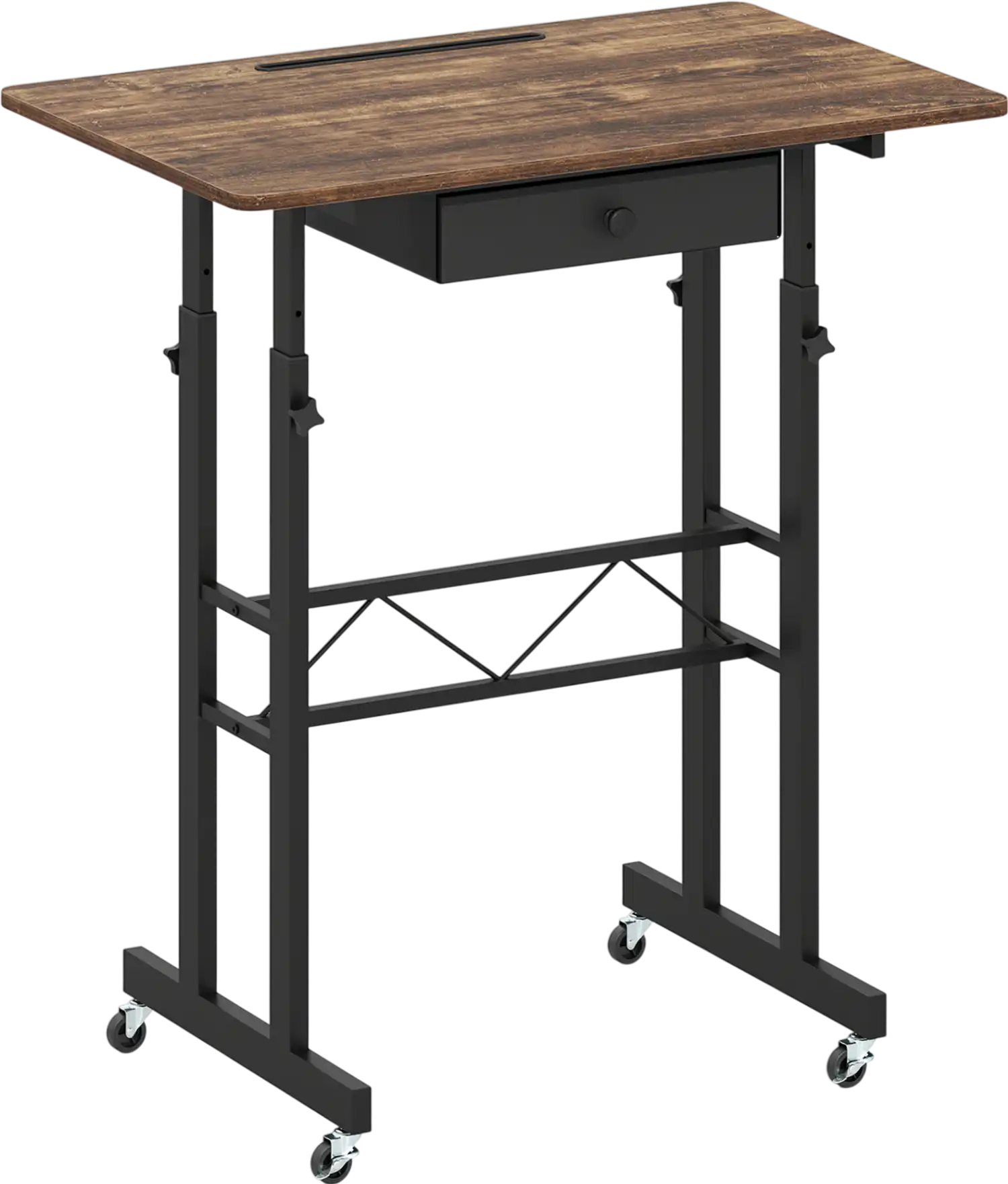 Costway Height Adjustable Laptop Desk w/ Fabric Drawer Tablet Holder Lockable Wheels 36752310 New