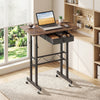 Height Adjustable Laptop Desk with Fabric Drawer Tablet Holder and Lockable Wheels-Rustic Brown - Gallery View 1 of 11