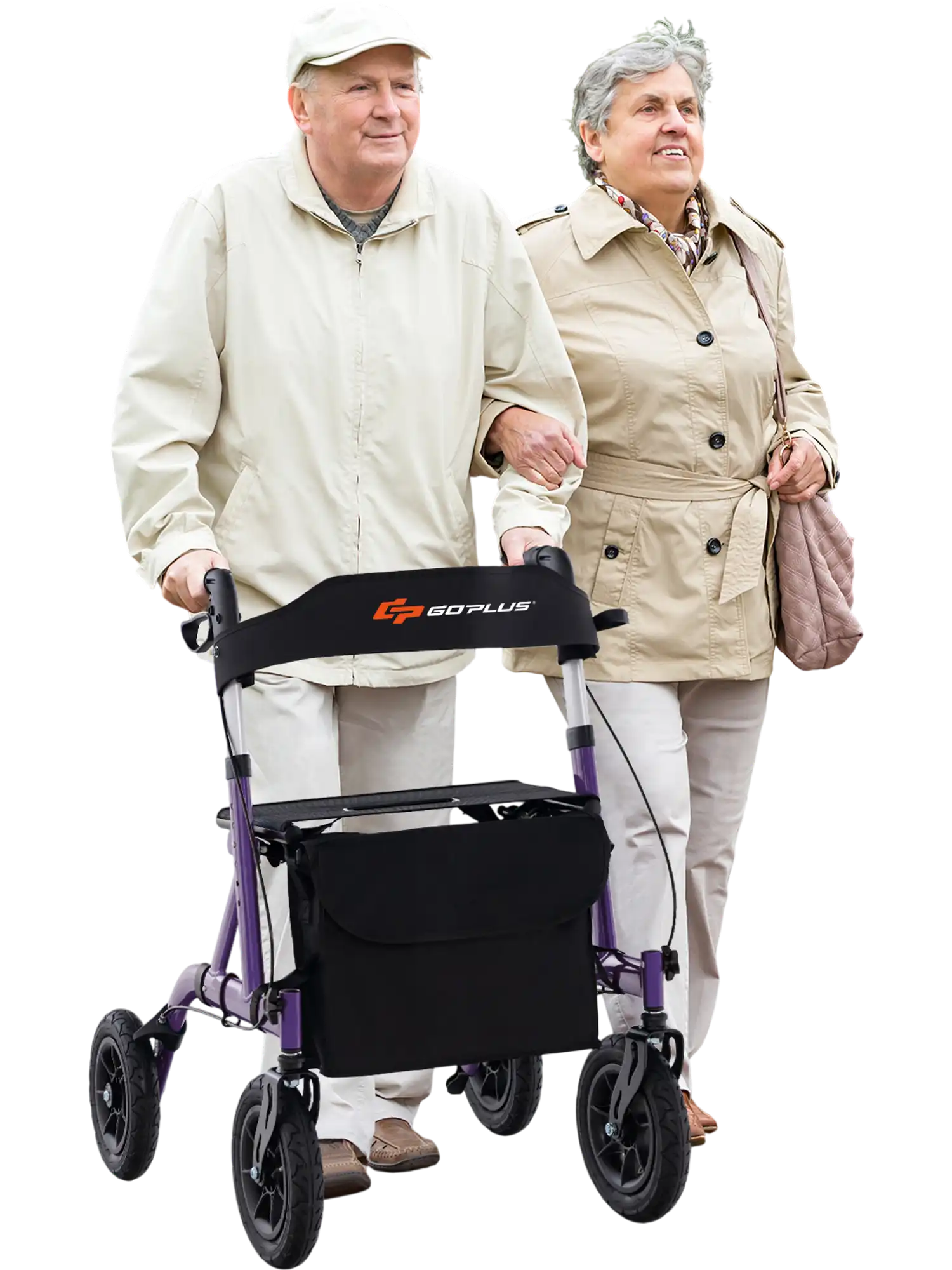 Costway Height Adjustable Rollator Walker w/ Seat Foldable Purple 16948275 New