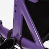 Close-up of the purple height adjustable rollator walker frame, featuring durable construction and a comfortable seat.