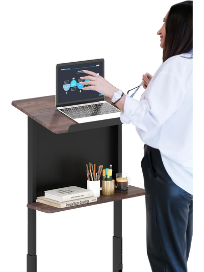 Costway Height Adjustable Rolling Podium Lectern Table Black 218347965 New
