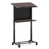 Height adjustable rolling podium stand with a tilted tabletop, extra storage shelf, and lockable casters for easy.
