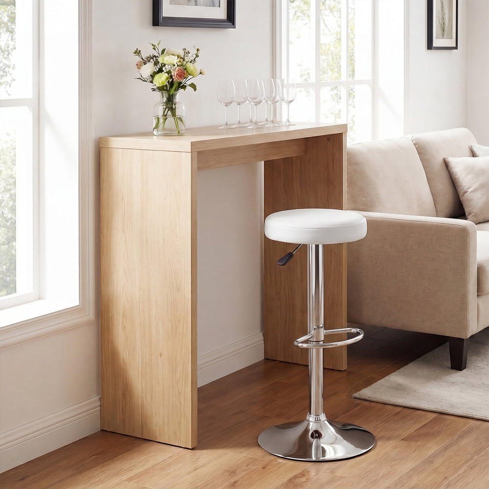 Height-adjustable Bar Stool with 360° Swivel for Kitchen & Dining-White - Gallery View 1 of 10