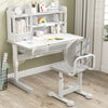 Height-adjustable gray kid's study chair with double back support and breathable seat, perfect for home office or study.
