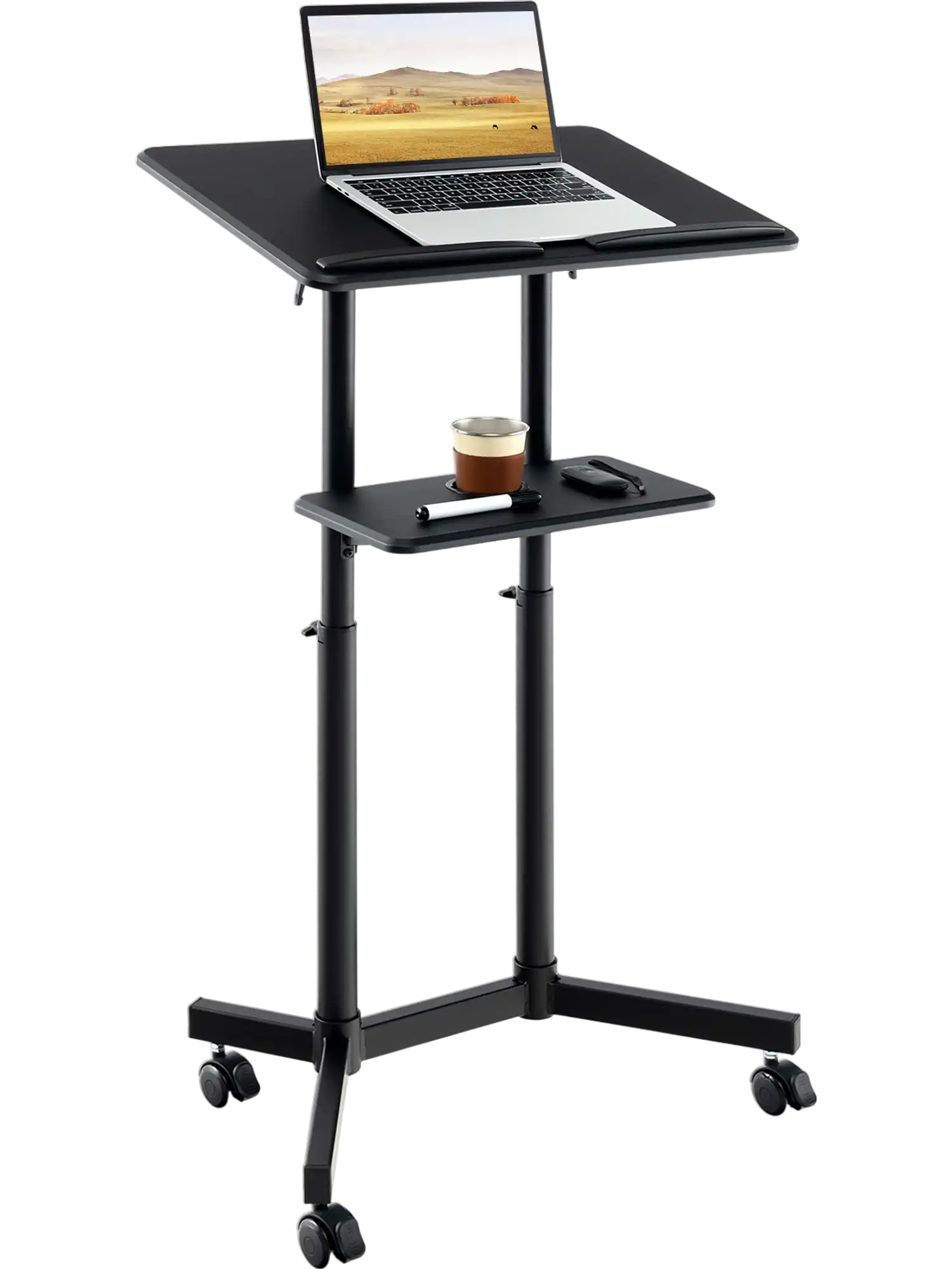 Costway Mobile Lectern Podium Rolling Laptop Cart Tilting Top Storage Tray 52841367 New