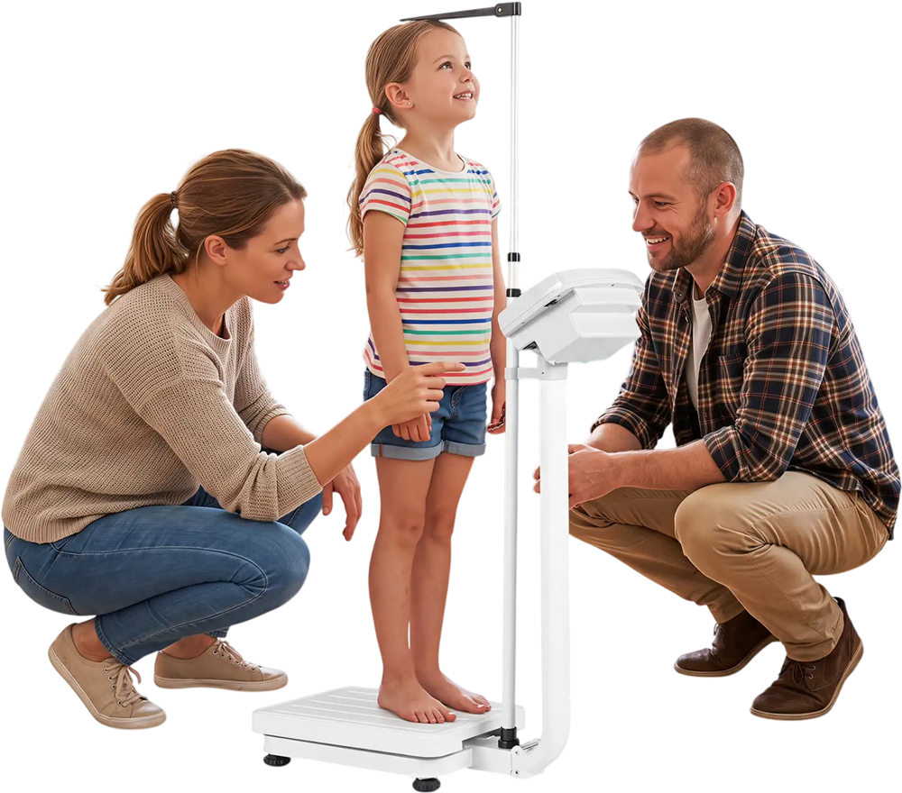 Digital height and weight scale with height rod, featuring LED display, for accurate measurements up to 400 lbs.