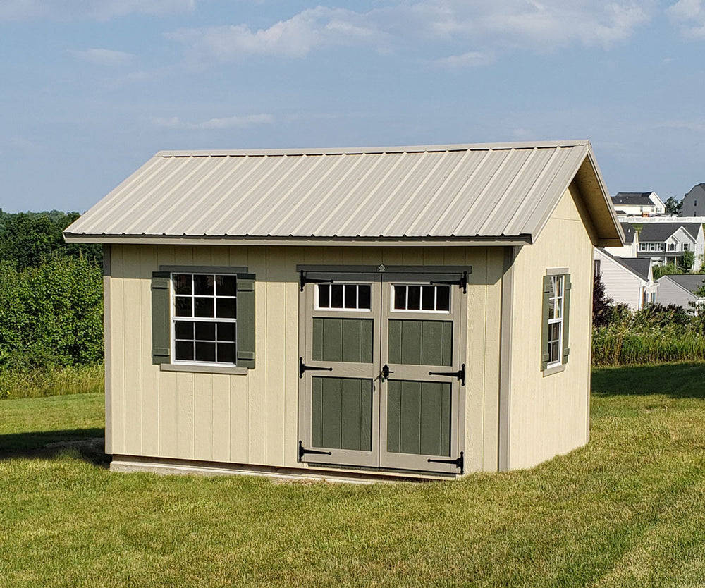 EZ-FIT Heritage Shed Kit 10' x 14' Wood Storage with Windows & Double Doors New