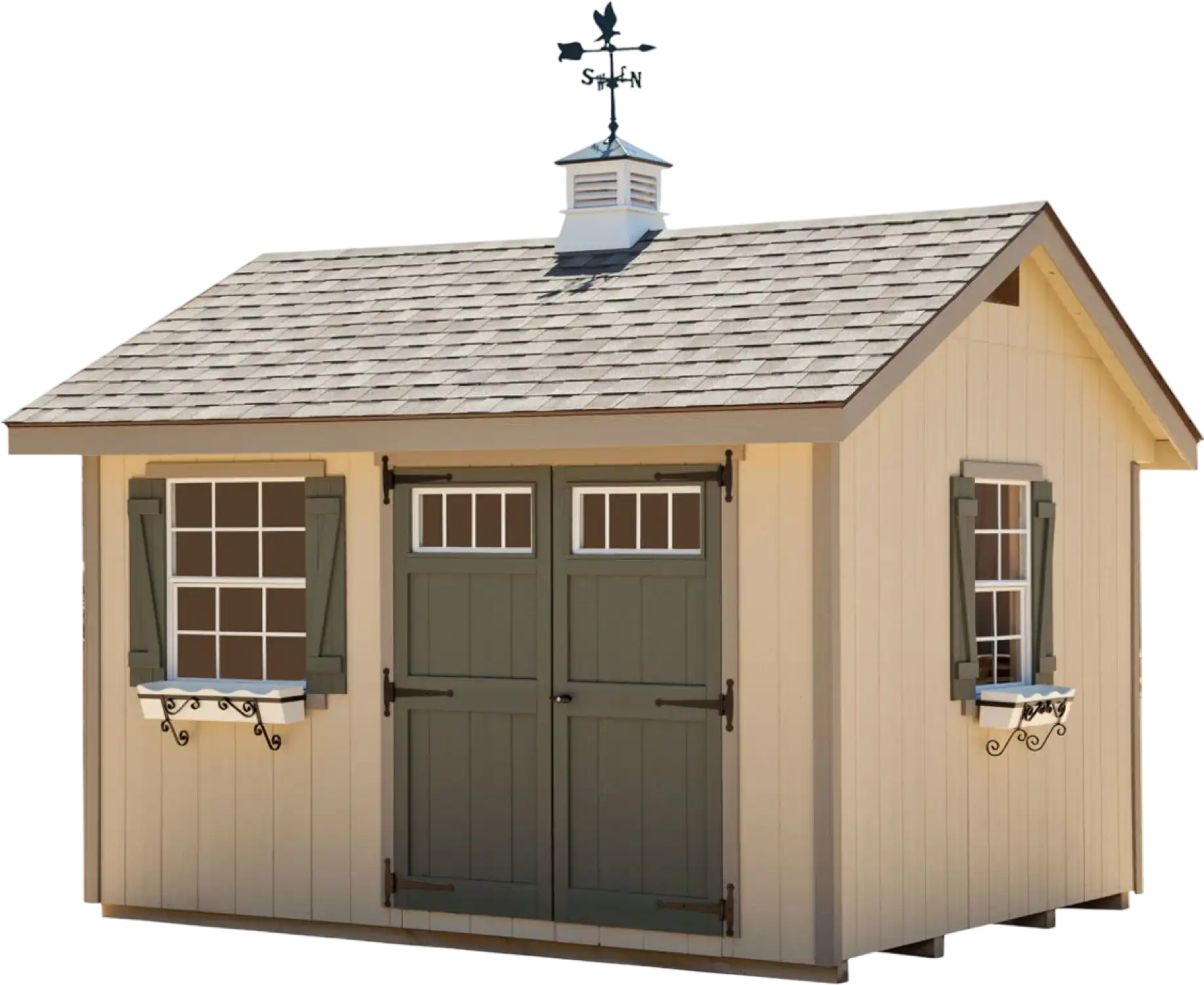 EZ-FIT Heritage Shed Kit 10' x 14' Wood Storage with Windows & Double Doors New