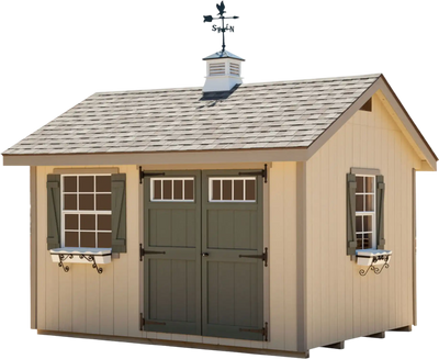 EZ-FIT Heritage Shed Kit 10' x 14' Wood Storage with Windows & Double Doors New