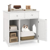 Hidden cat washroom side cabinet in white with two drawers, providing a discreet space for litter and cat supplies.