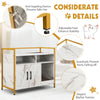 Hidden cat washroom with double doors, marble texture, and adjustable feet for stability, perfect for litter box.