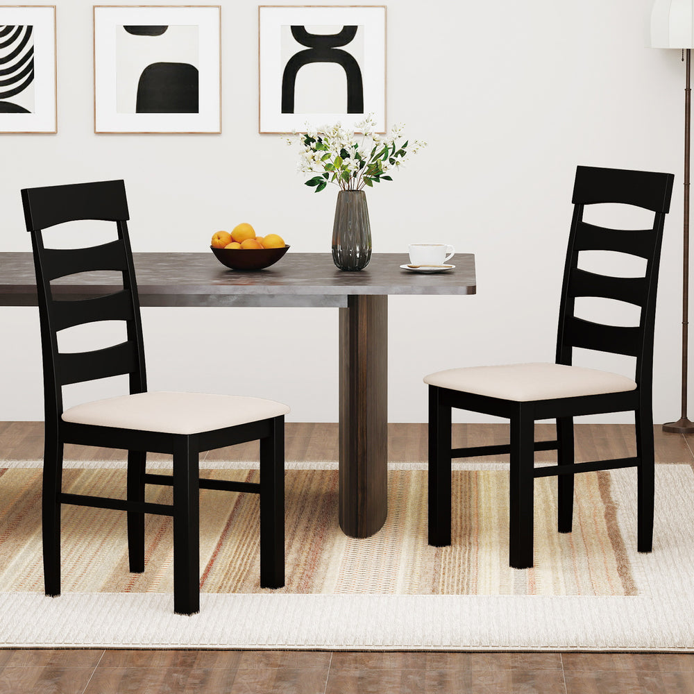 High back dining room chairs set of 2 in black with padded seats, designed for comfort and durability.