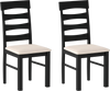 Set of 2 black high back dining room chairs with padded seats, featuring ergonomic design and sturdy rubber wood.