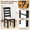 High back dining chair with padded seat in black, made of rubber wood for durability and support, ideal for dining.