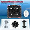 Injection molded seat frame compatible with 5"x5" boat swivel, featuring sturdy aluminum hinges for durability.