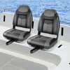 High Back Folding Boat Seats with Black Grey Sponge Cushion and Flexible Hinges-Black - Gallery View 1 of 9