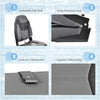 High back folding boat seat with black grey sponge cushion and aluminum hinges for comfortable outdoor seating.